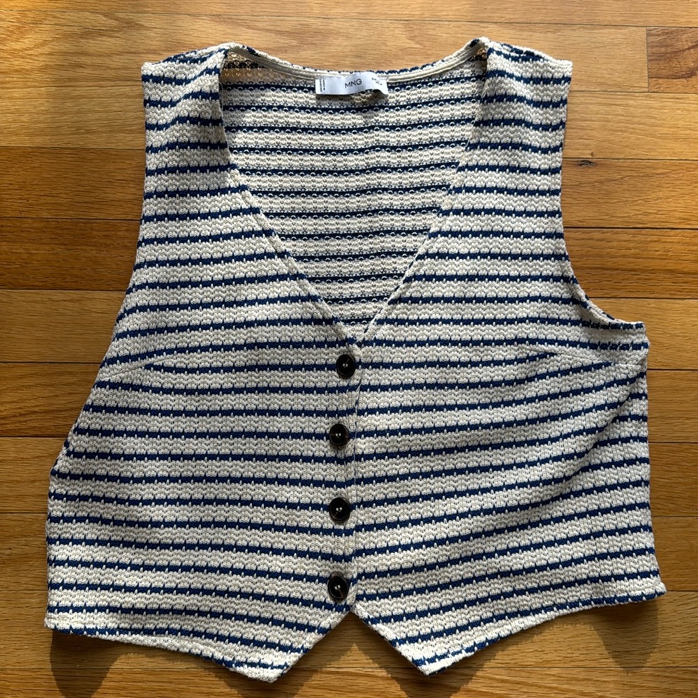 Mango. Blue and Beige vest. In excellent like new condition. Size M.